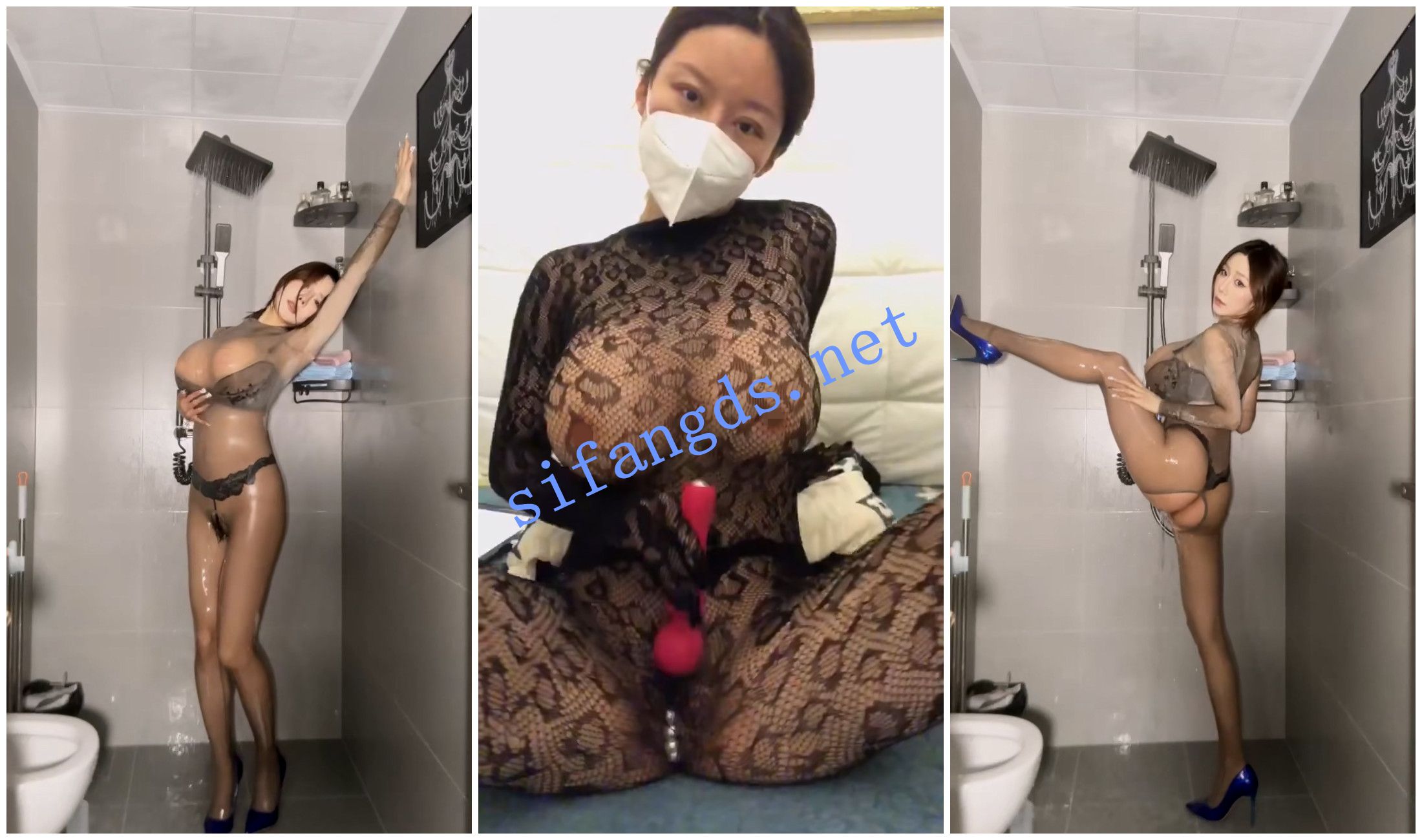 快手福利 极品网红脸女神 臻妮 湿身骚舞道具自慰 图 02