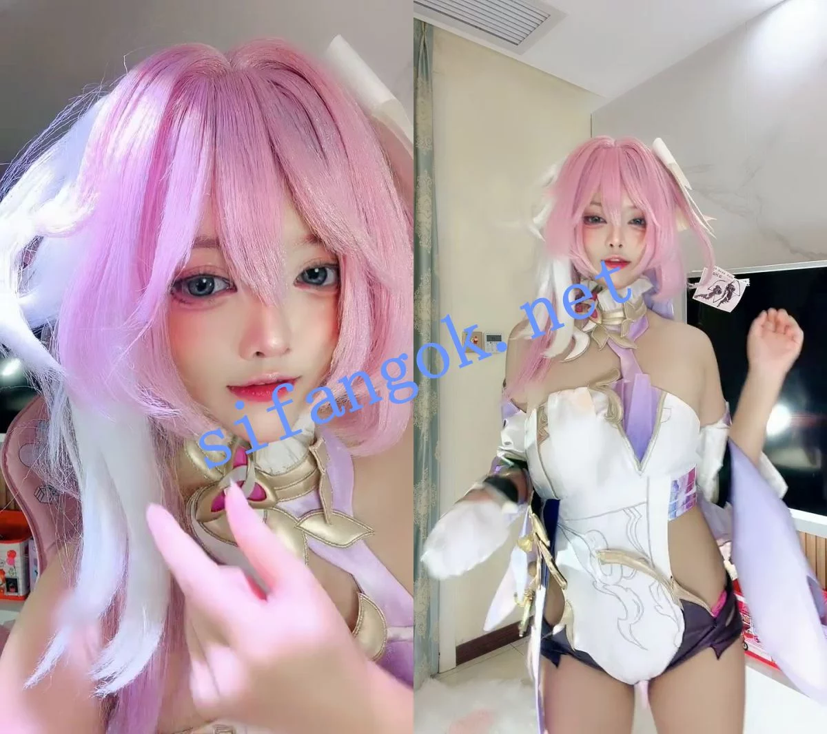 ██Cosplay角色扮演~【张晚萌】假鸡巴一插小穴就流出白浆